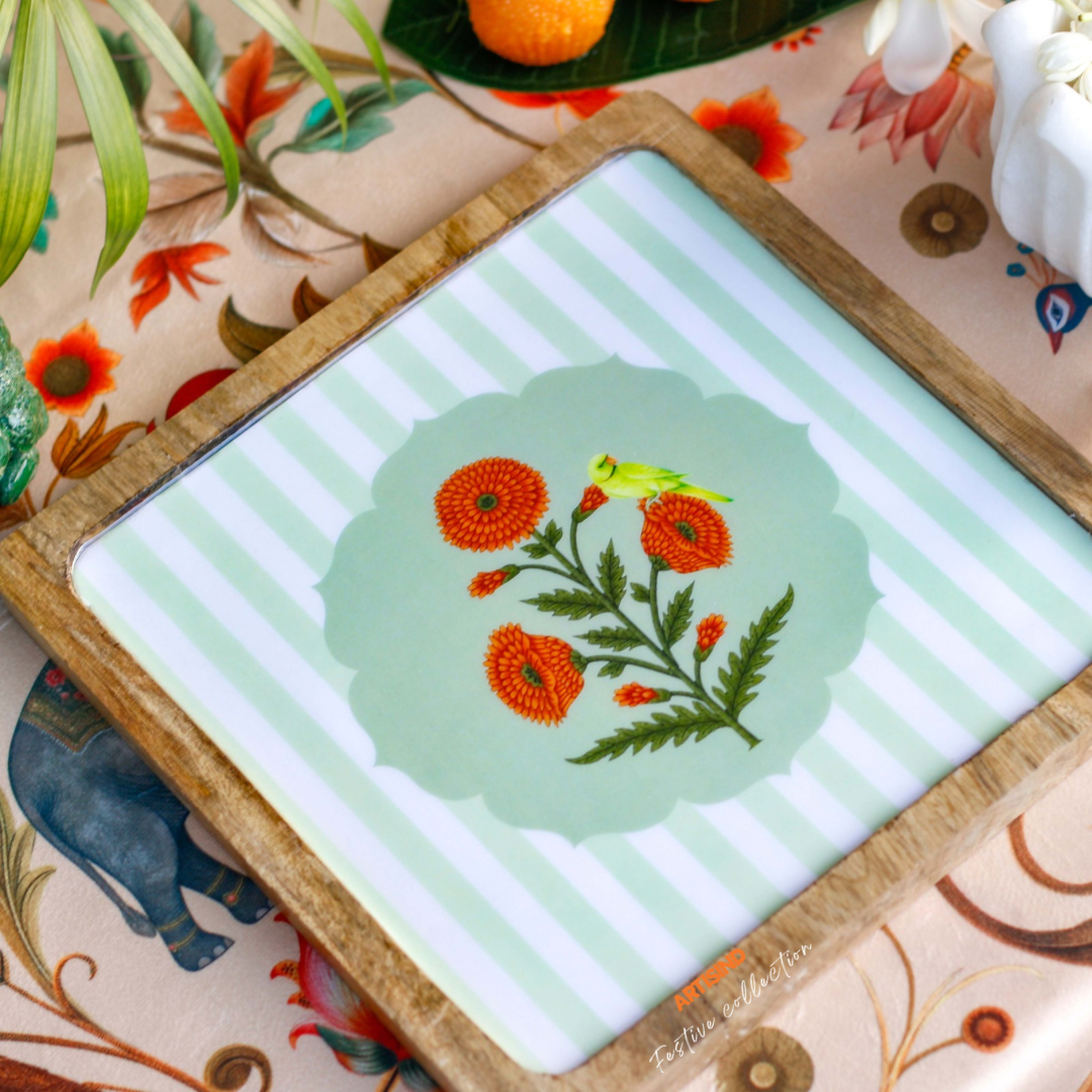 Marigold Wooden Serving Platter- Set of 2