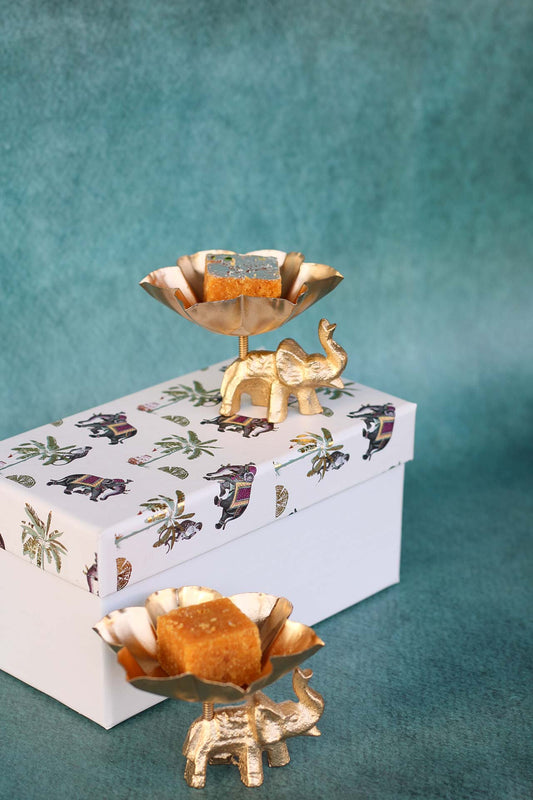 Metal Mini Elephant Urli Stand - Set of 2