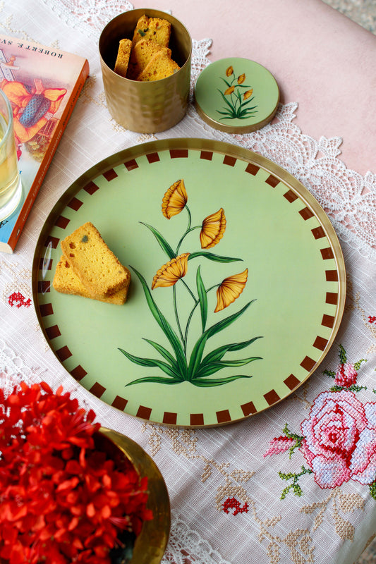 Handcrafted Metal Platter - Canna Lilies