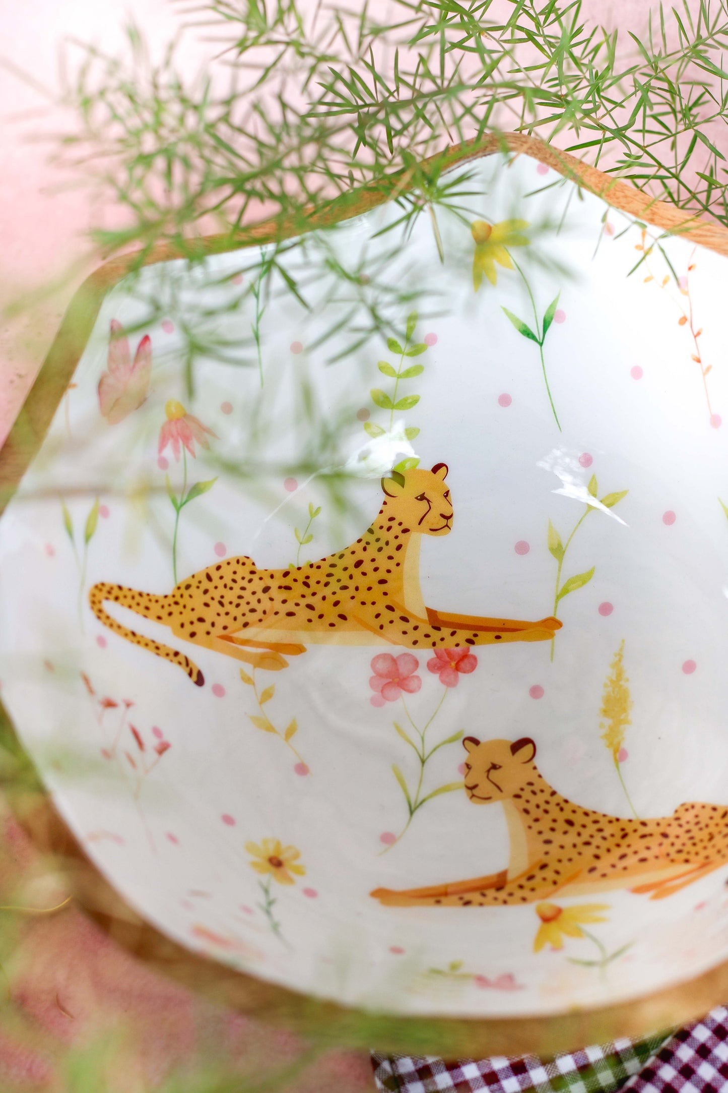 Mango Wood XL Bowl – Cheetah & Floral