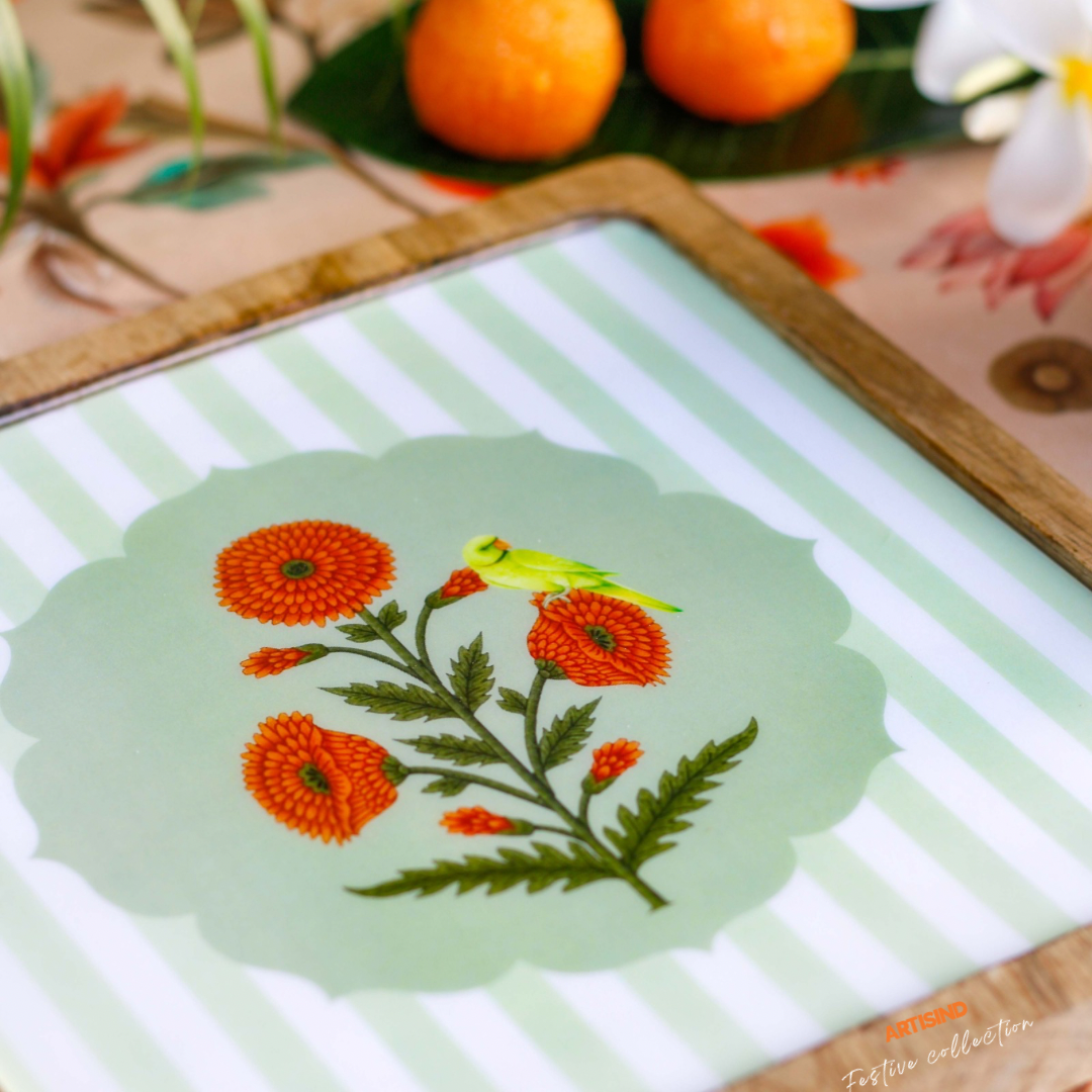 Marigold Wooden Serving Platter- Set of 2