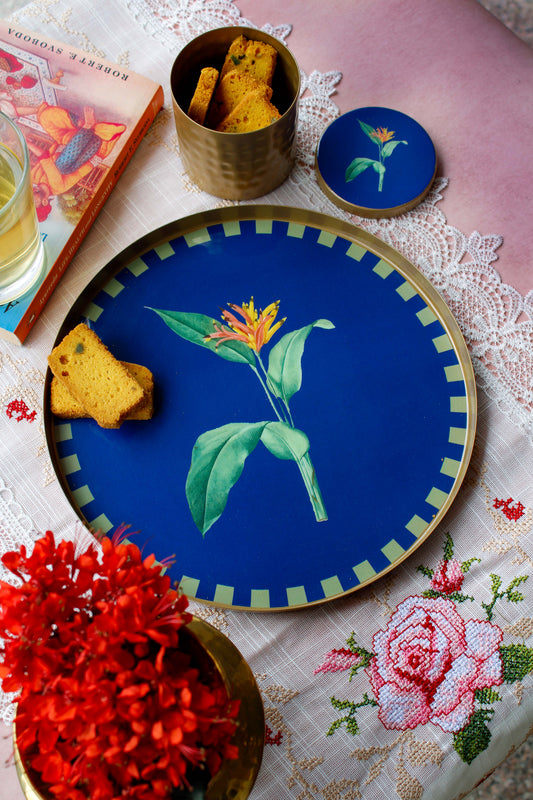 Handcrafted Metal Platter - Bird of Paradise