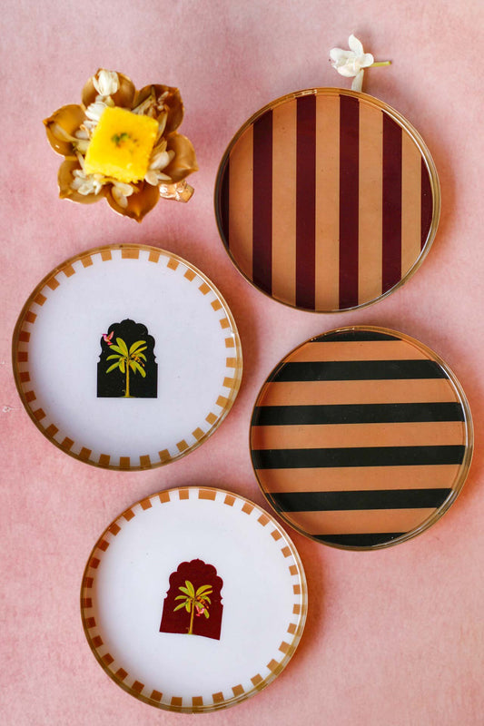 Handcrafted Metal Plates set- Jaipur Stripes