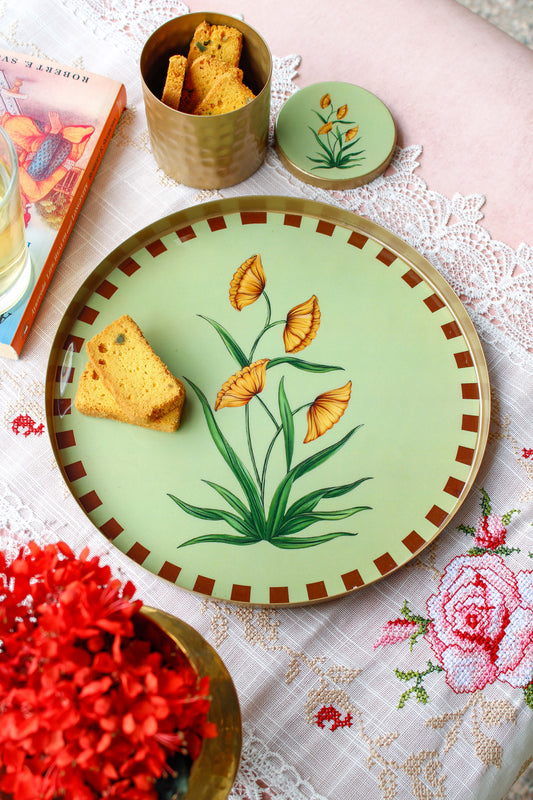 Handcrafted Metal Platter - Canna Lilies