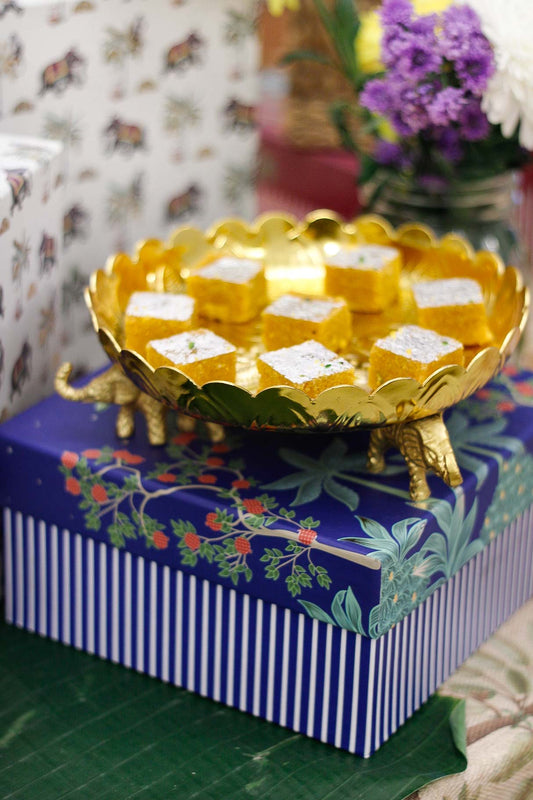 Elephant Footed Platter- Gold