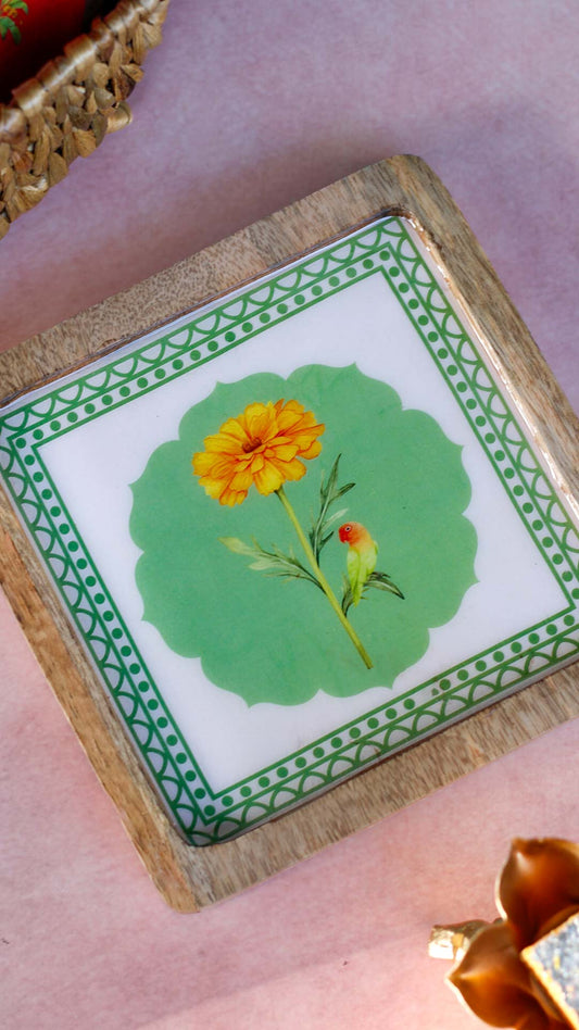 Birdsong Wooden Serving Platter- Green