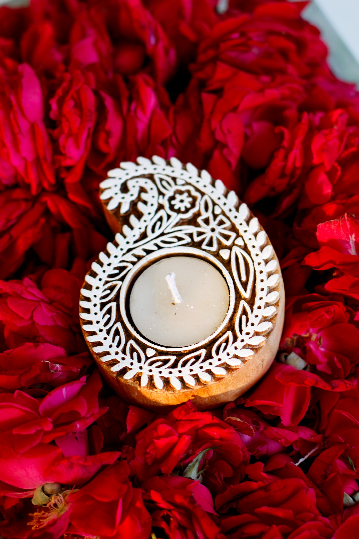 Wooden Block Tea Light Candle Holder- Ambi
