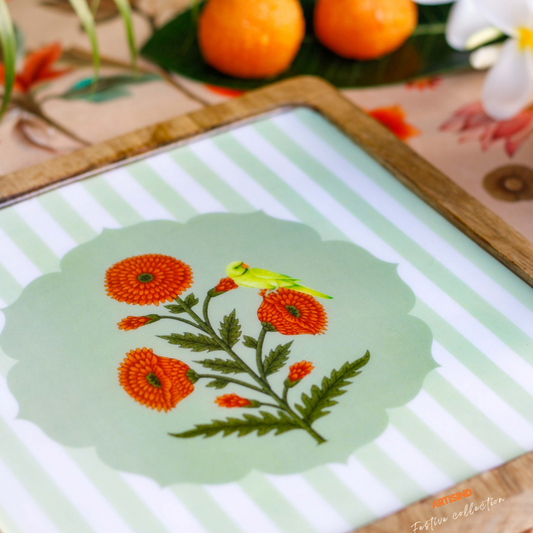 Marigold Wooden Serving Platter (Delivery after Diwali)