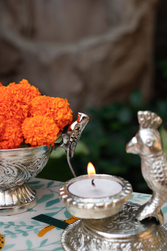 Parrot Silver Finish Copper Bowl