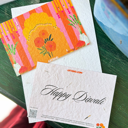 Plantable Diwali card- Marigold seed paper