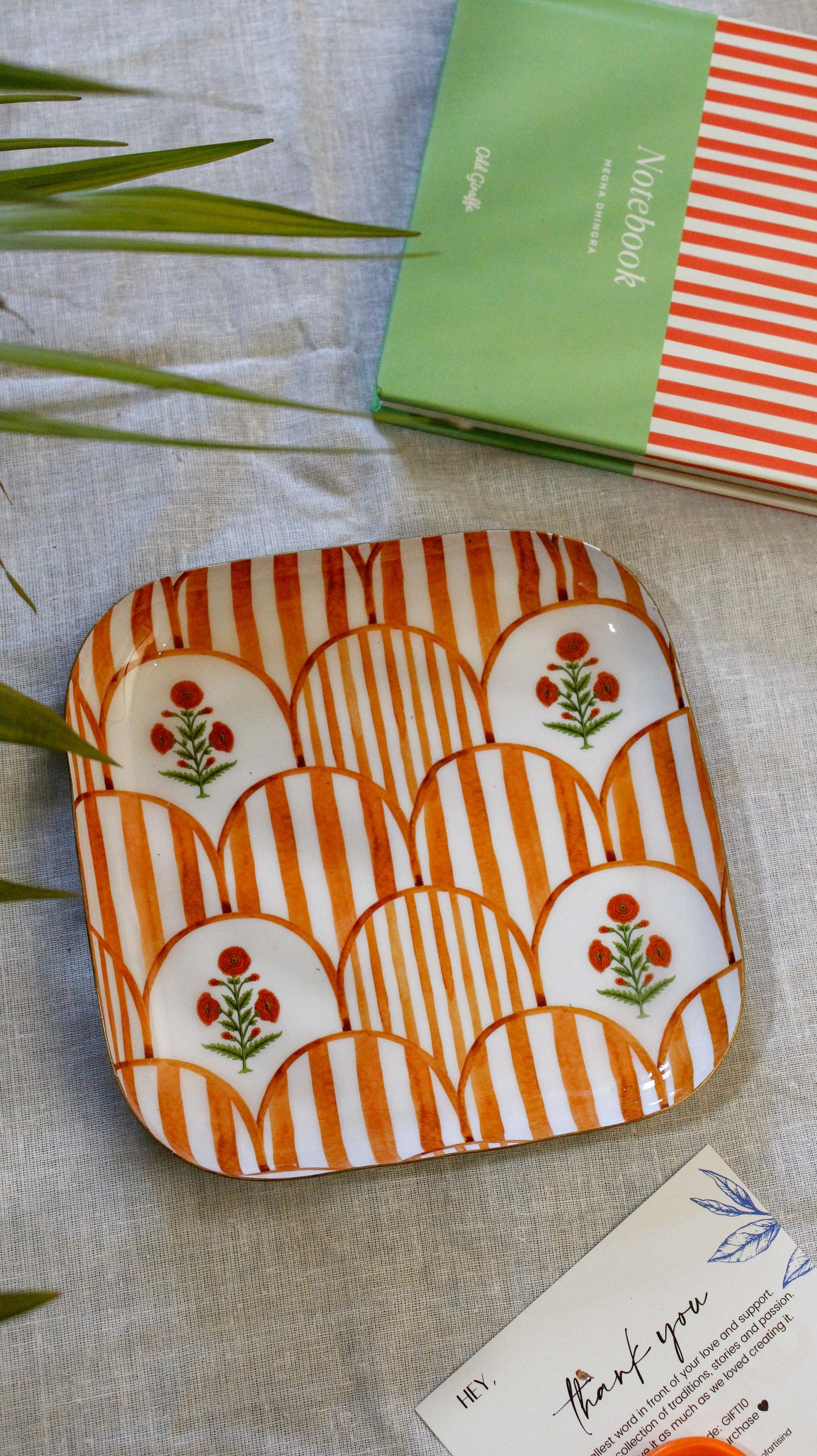 Orange Dunes Square Metal Plate