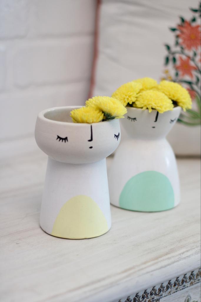 Meditating Couple Face Vases- Set of 2