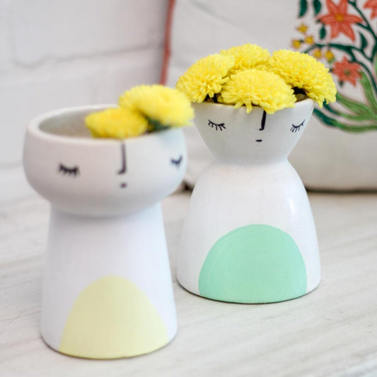 Meditating Couple Face Vases- Set of 2