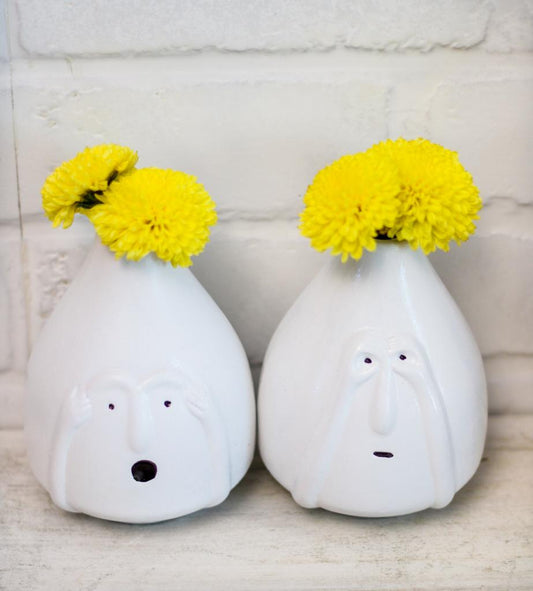 Snoopy Neighbours Face Vases- Set of 2