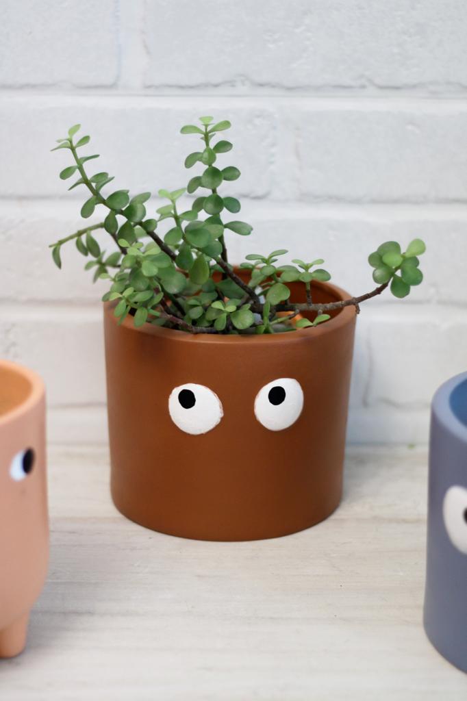 Set of 3 Big Ceramic Face Planters