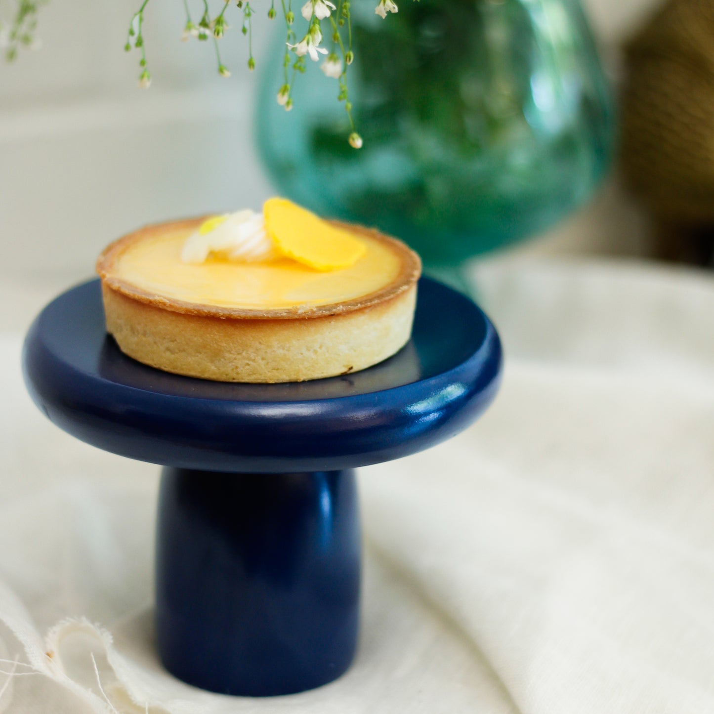 Mini Wild mushroom Wooden Cake Stand- Blue