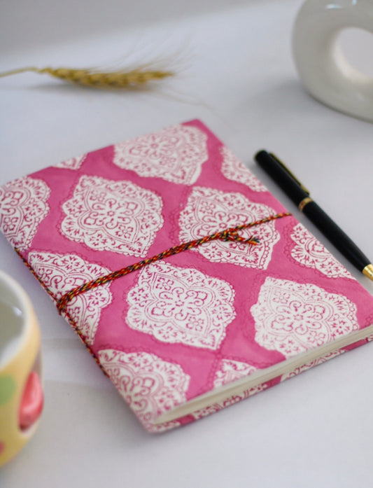 Pink Mughal Handmade Paper Notebook