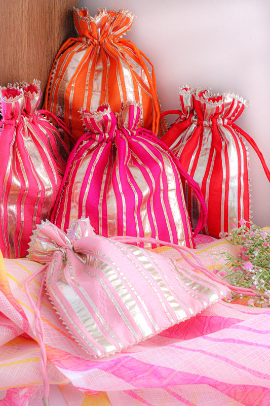 Buy Designer Premium Gift Potlis for Return Gifts, Diwali, Birthdays,  Shagun, Wedding, Dry Fruits, Chocolates, Large Size – Set of 3 Potlis (7 X  9 INCHES) Brocade Flower Embroidery Online at Low