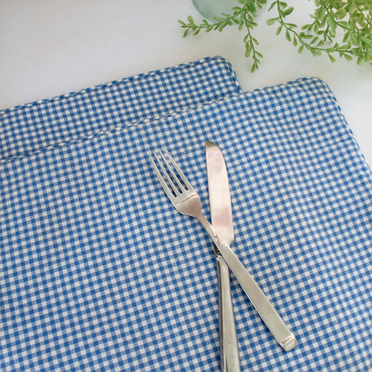 Classic Blue Gingham Table Mats-Set of 4