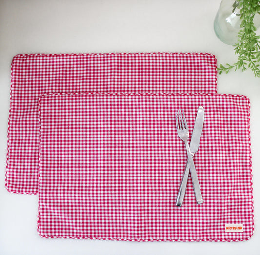 Pink Gingham Table Mats