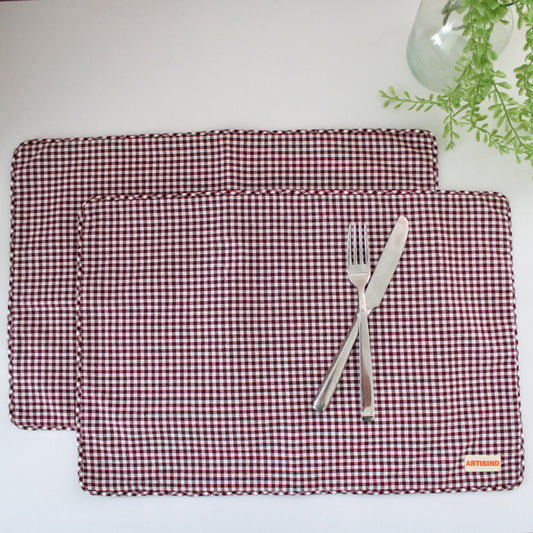 Plum Gingham Table Mats