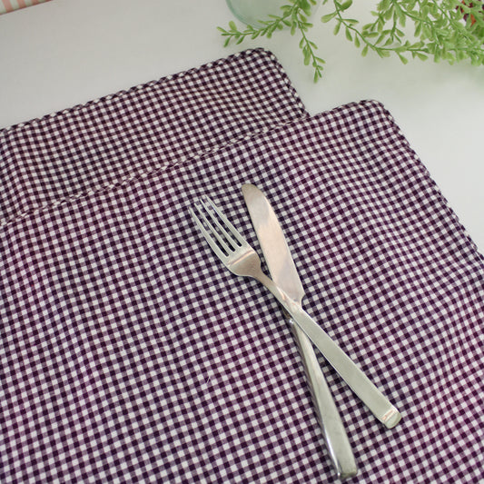 Violet Gingham Table Mats-Set of 2