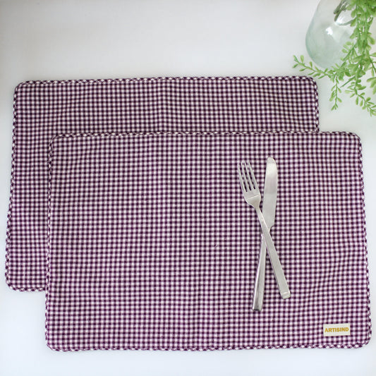 Violet Gingham Table Mats-Set of 2